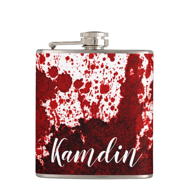 Personalised Flask Blood Splatter Vampire Gothic (Front)