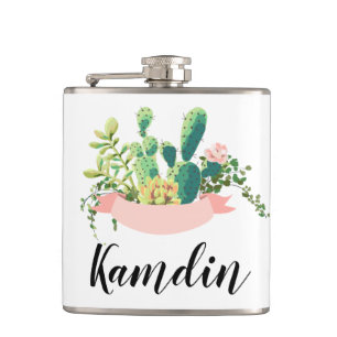 Personalised Flask Bohemian Cactus Succulents Dess