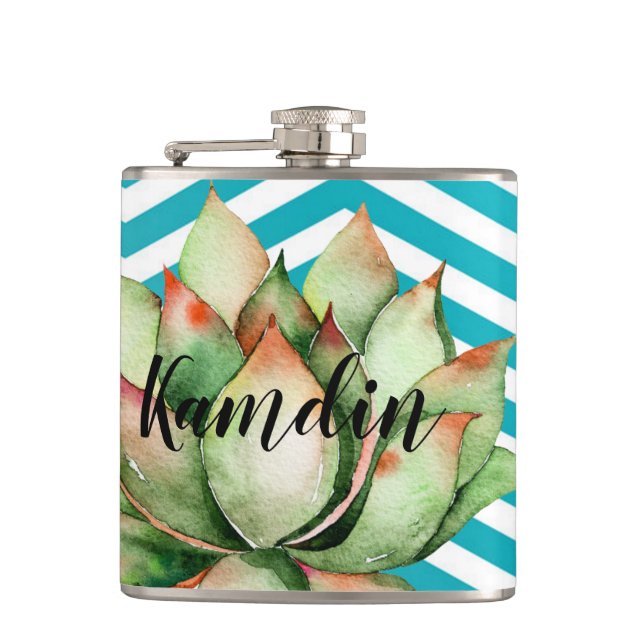 Personalised Flask Boho Cacti Cactus Succulent Boh (Front)