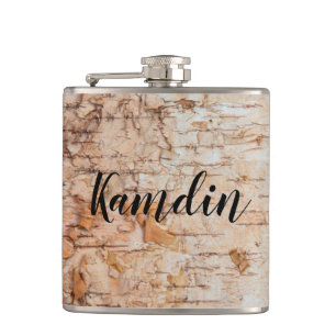 Personalised Flask country barn wood lace trim Edg