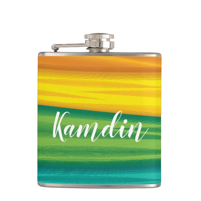 Personalised Flask lgbtq rainbow flag lesbian gay (Front)