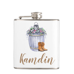 Personalised Flask Summer Country Wedding Rustic W
