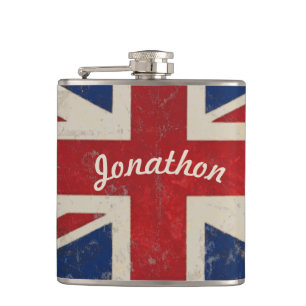 Personalised Flask UK Vintage Flag