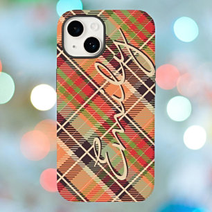 Personalised Flat Chequered Plaid Case-Mate iPhone 14 Case
