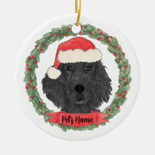 Personalised Flat Coated Retriever Christmas Ceramic Tree Decoration