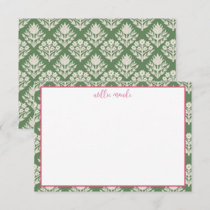 Personalised Flat Note Cards Floral Stationary