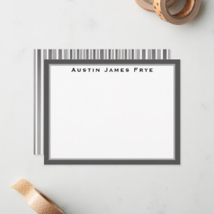Personalised Flat Note Cards Stationery for Men