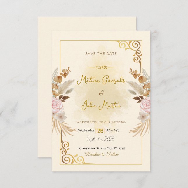 Personalised Flat Save The Date Card (Front/Back)