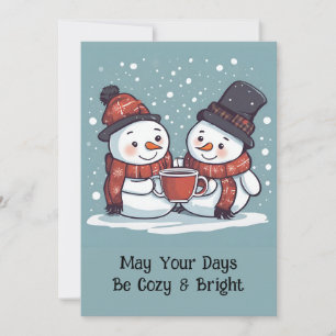 Personalised Flat Snowmen Holiday Card