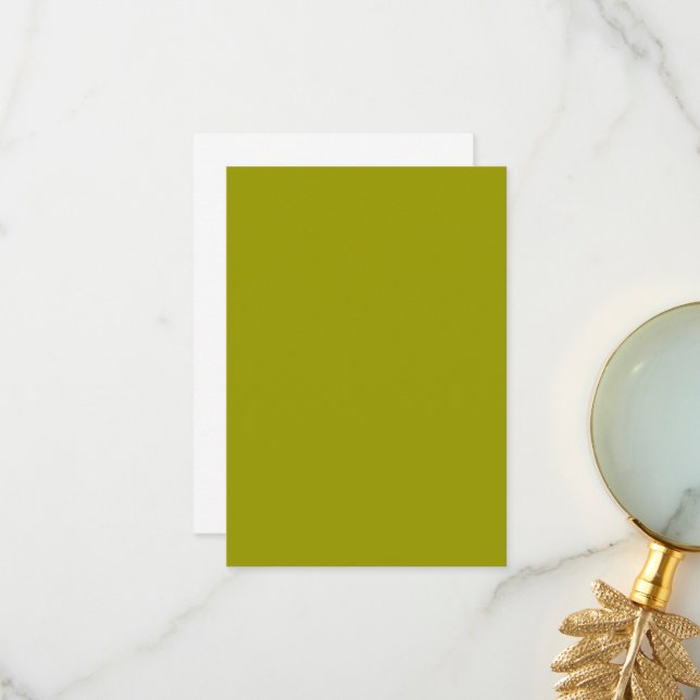 Personalised Flat Thank You Card-Olive Green colou Card (Front/Back In Situ)