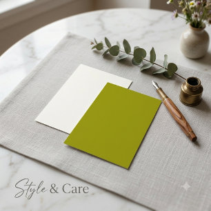 Personalised Flat Thank You Card-Olive Green colou Card