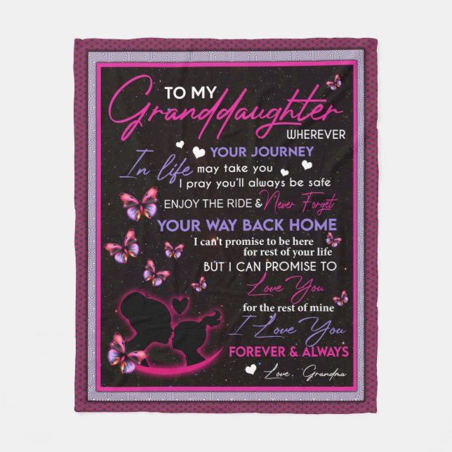 Personalised Fleece Blanket Butterfly To My Grandd (Front)