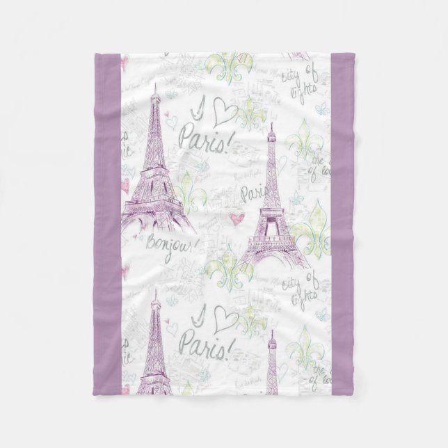 Personalised Fleece Blanket/I Love Paris Blanket (Front)