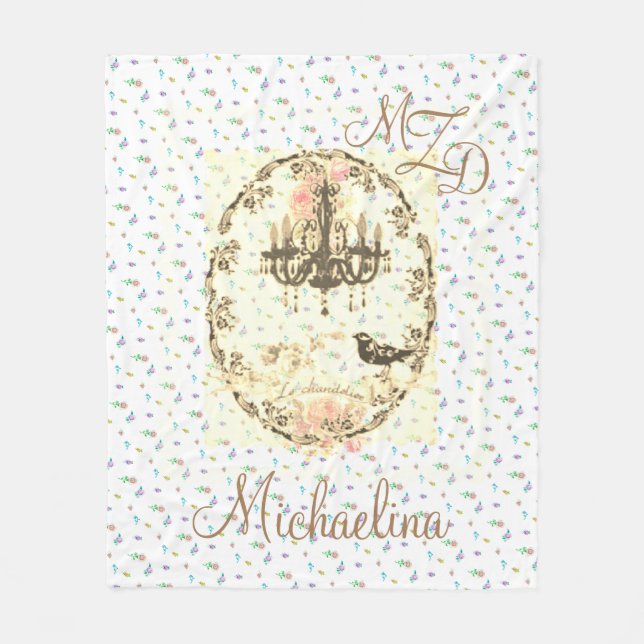 Personalised Fleece Blanket Le Chandelier Rosebuds (Front)