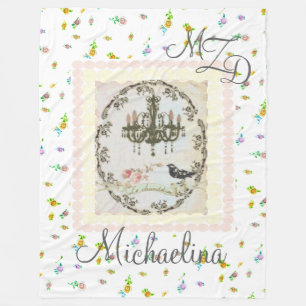 Personalised Fleece Blanket Le Chandelier Rosebuds