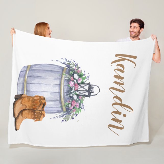 Personalised Fleece Throw Summer Country Wedding R (In Situ)