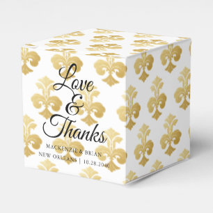 Personalised Fleur De Lis Gold Wedding Favour Box