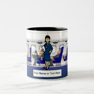 Personalised Flight Attendant - Female Cartoon Two-Tone Coffee Mug