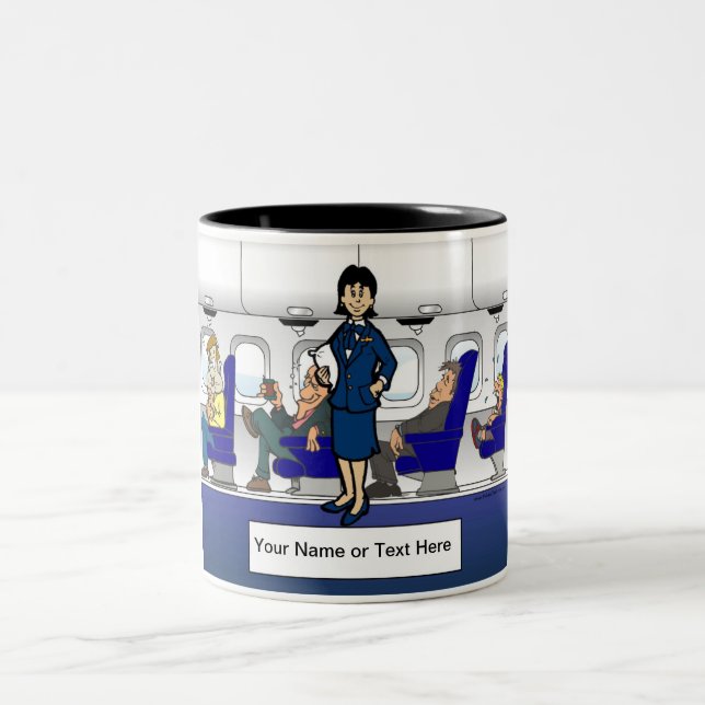 Personalised Flight Attendant - Female Cartoon Two-Tone Coffee Mug (Center)