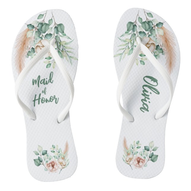 Personalised Flip Flop, Eucalyptus themed Flip Flops (Footbed)