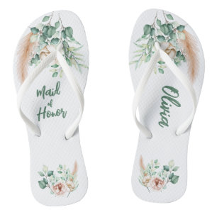 Personalised Flip Flop, Eucalyptus themed Flops