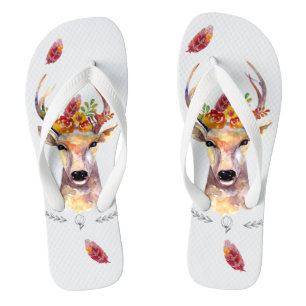 Personalised Flipflop Sandals boho deer Buck Head