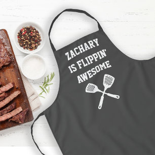 Personalised Flippin Awesome Spatula Grey Apron
