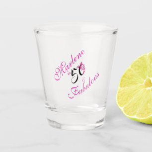 Personalised Floral 50 and Fabulous Birthday  Shot Glass