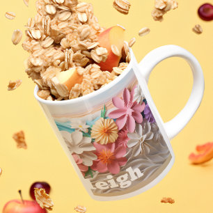Personalised Floral Abode 3D look Beach Coffee Mug
