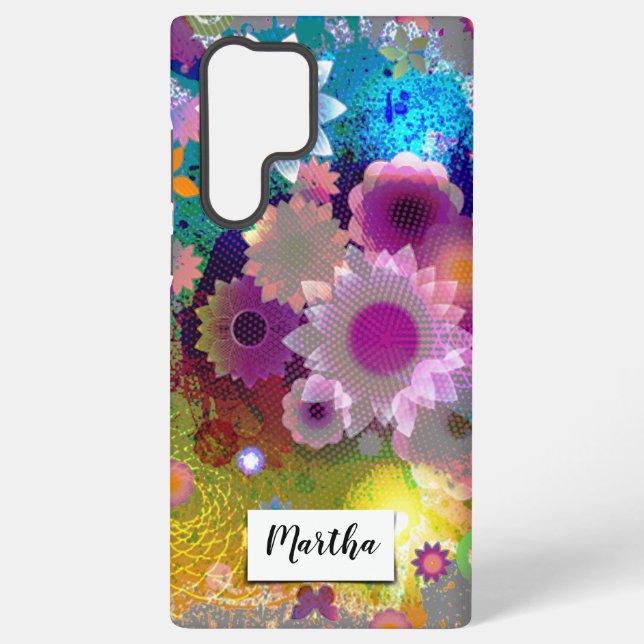 Personalised Floral Abstract Design Samsung Galaxy S22 Ultra Case (Back)