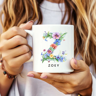 Personalised Floral Alphabet Mug Thank You Gift