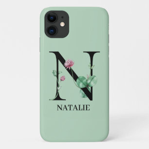 Personalised Floral Alphabet N Monogram iPhone 11 Case