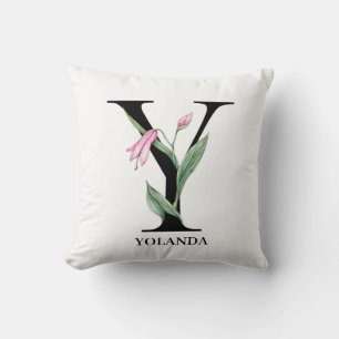 Personalised Floral Alphabet Y Monogram Cushion