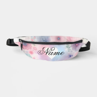 Personalised floral and heart bum bags