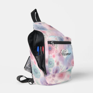 Personalised floral and heart sling bag