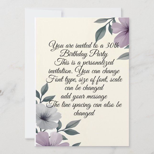Personalised Floral Anything Invitation (Front)