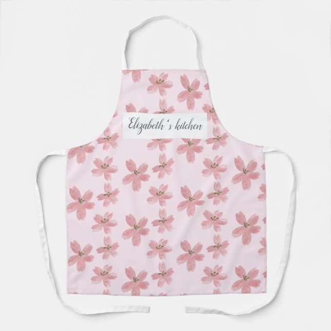 Personalised Floral Apron - Custom Name (Front)