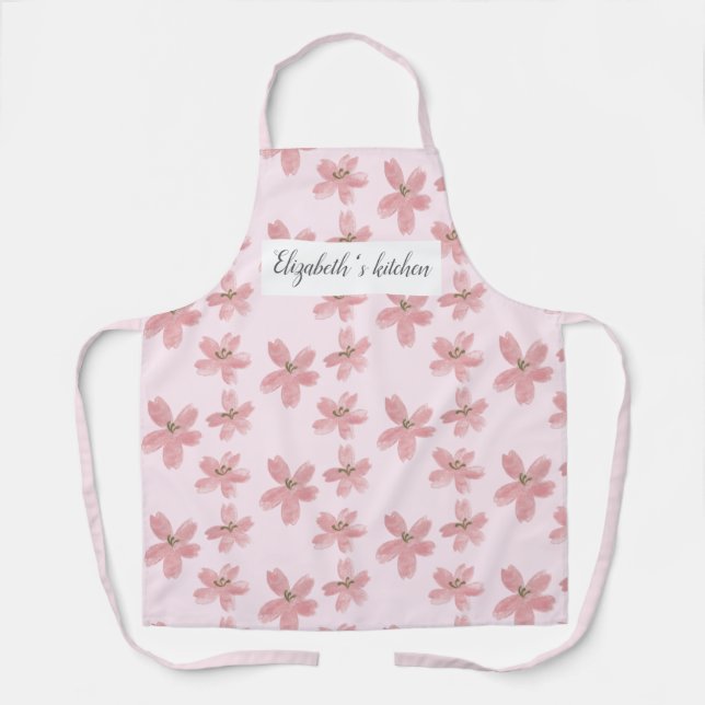 Personalised Floral Apron - Custom Name (Front)