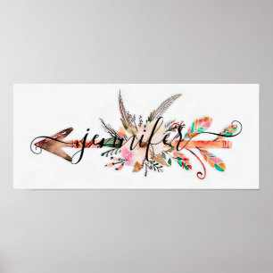 Personalised floral arrow poster