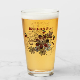 Personalised Floral Art Beer Glass for Dad