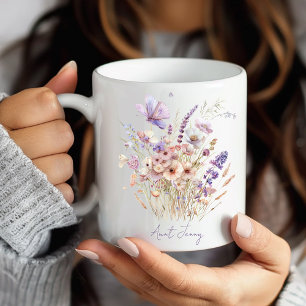 Personalised Floral Aunt Coffee Mug