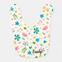 Personalised Floral Baby Bib 