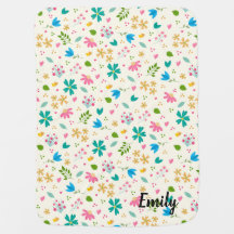 Personalised Floral Baby Blanket