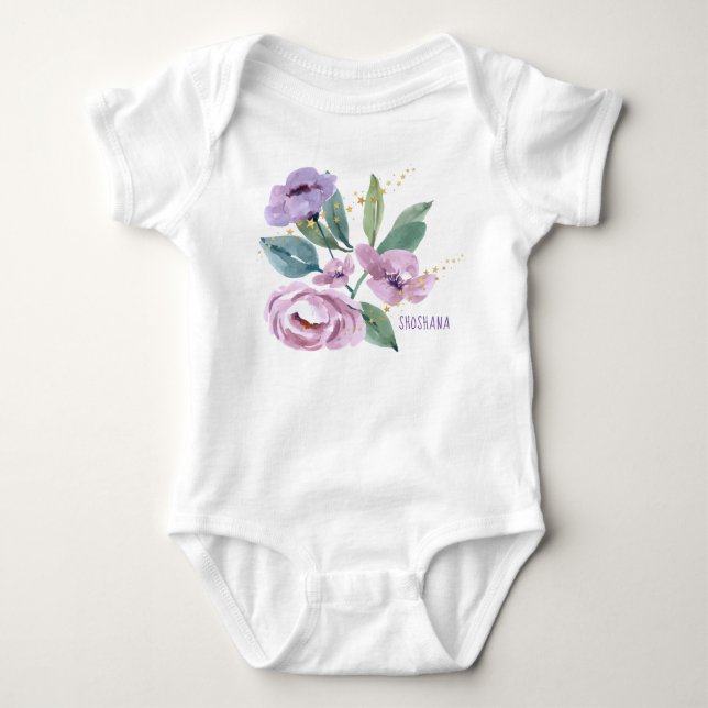 Personalised Floral Baby Bodysuit (Front)