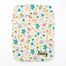 Personalised Floral Baby Burp Cloth