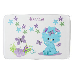 Personalised Floral Baby Dinosaur Bath Mat