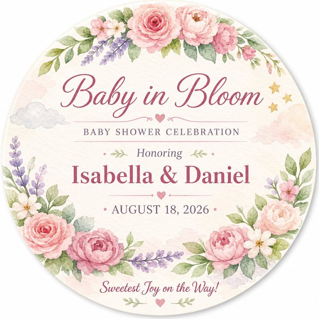 Personalised Floral Baby Shower Coaster (Creator Uploaded)