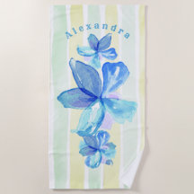 Personalised Floral Beach Towel