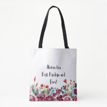 Personalised Floral Best Bridesmaid Ever Tote Bag