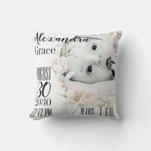 Personalised Floral Birth Announcement Pillow